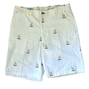 NEW Men’s J. McLaughlin Devon Shorts Embroidered paddle board Cotton 32 white